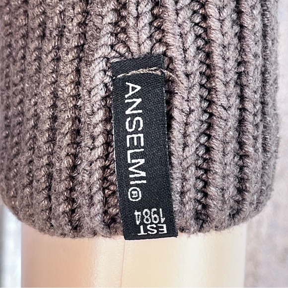 Anselmi Brown Button-Up Belted Women Sweater Medium Faux Fur Hem - Picture 8 of 16